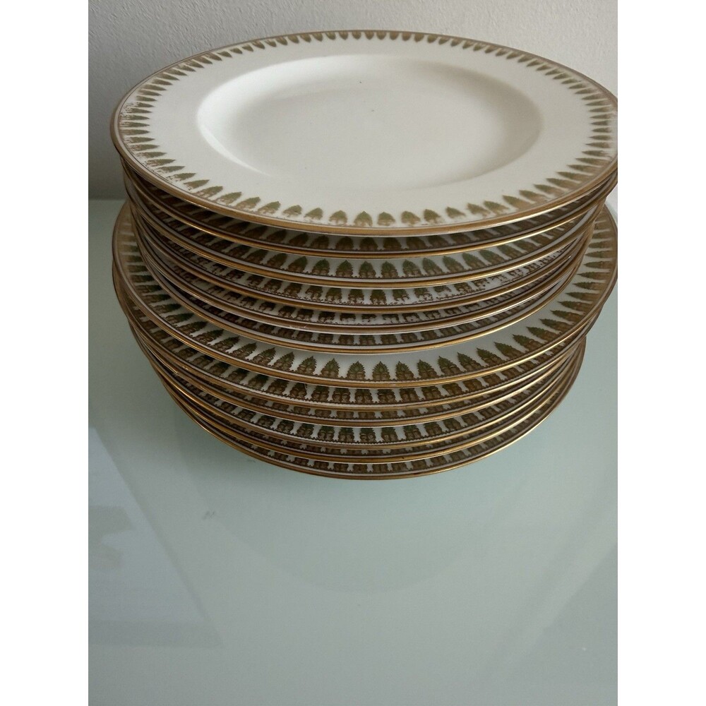 Theodore Haviland Limoges France Set of 12 Dinner & Salad Plates Gold Trim